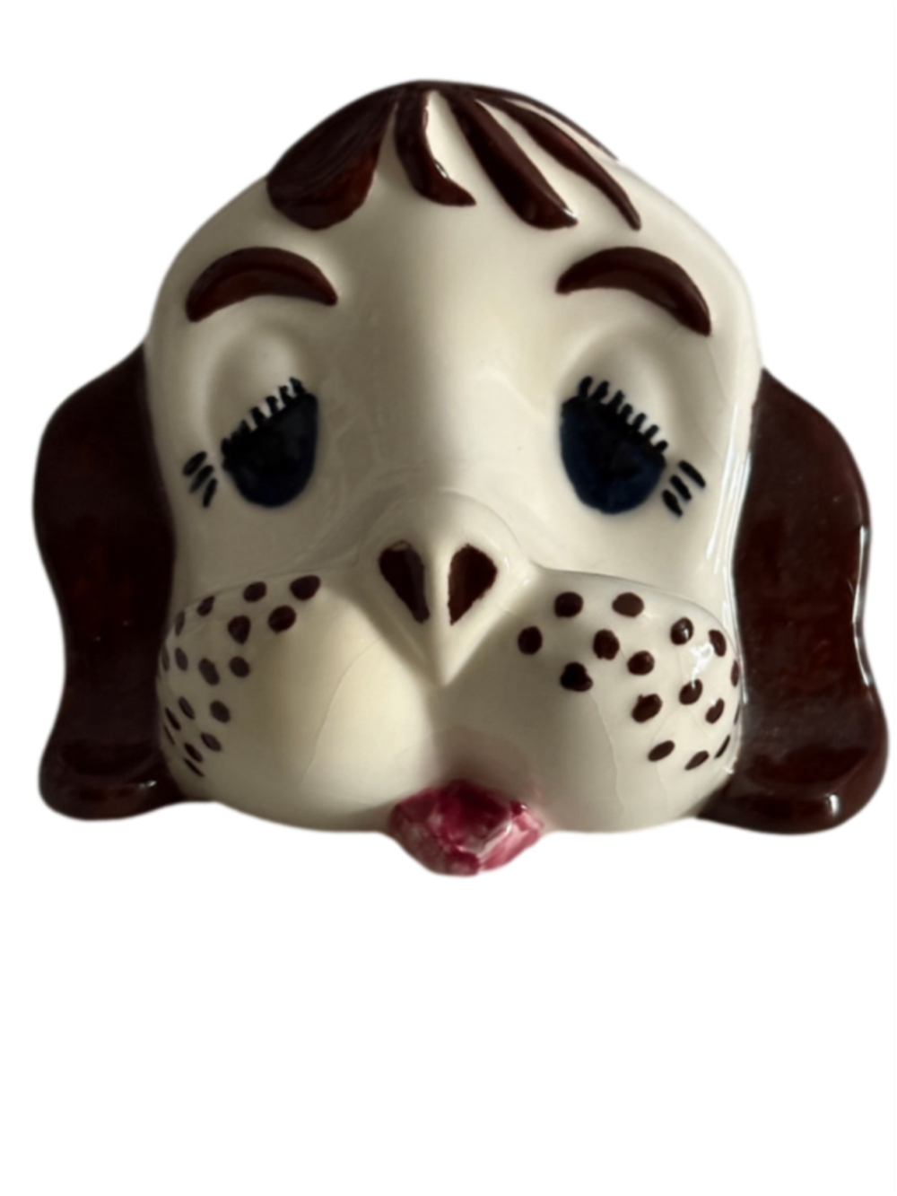 Ceramic Dog Eye Glass Holder Vintage 1980s Handmade Handpainted